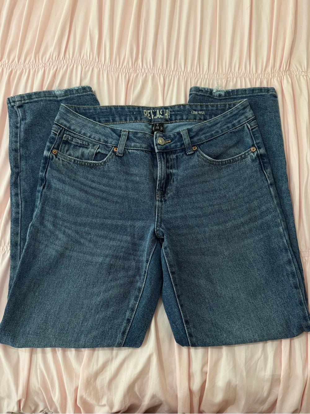 Rewash Straight Leg Jeans - Dark Blue Denim